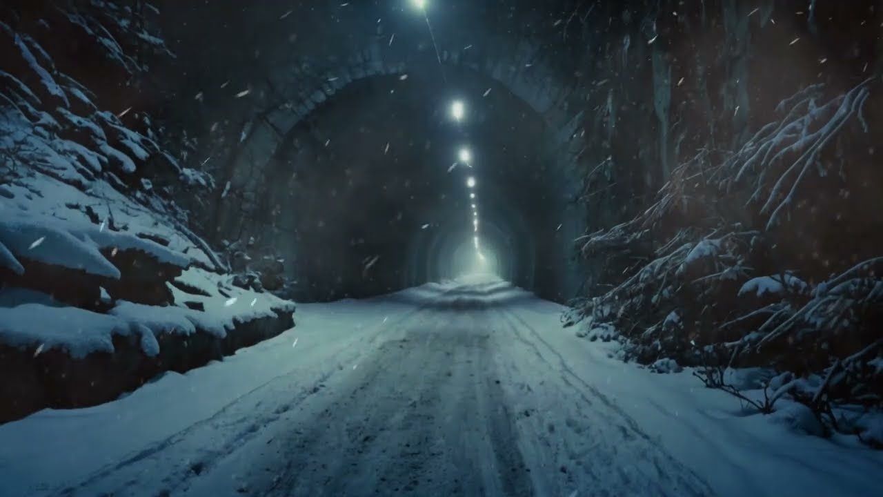 Blizzard Sounds at Mountain Tunnel.  Cold Winter Night with Snow Storm.  Howling Winds for Sleeping.