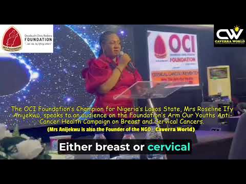 Mrs Anijekwu (Lagos Champion) speaks on the OCI Foundation’s Anti-Cancer Campaign in Lagos; 20/10/23