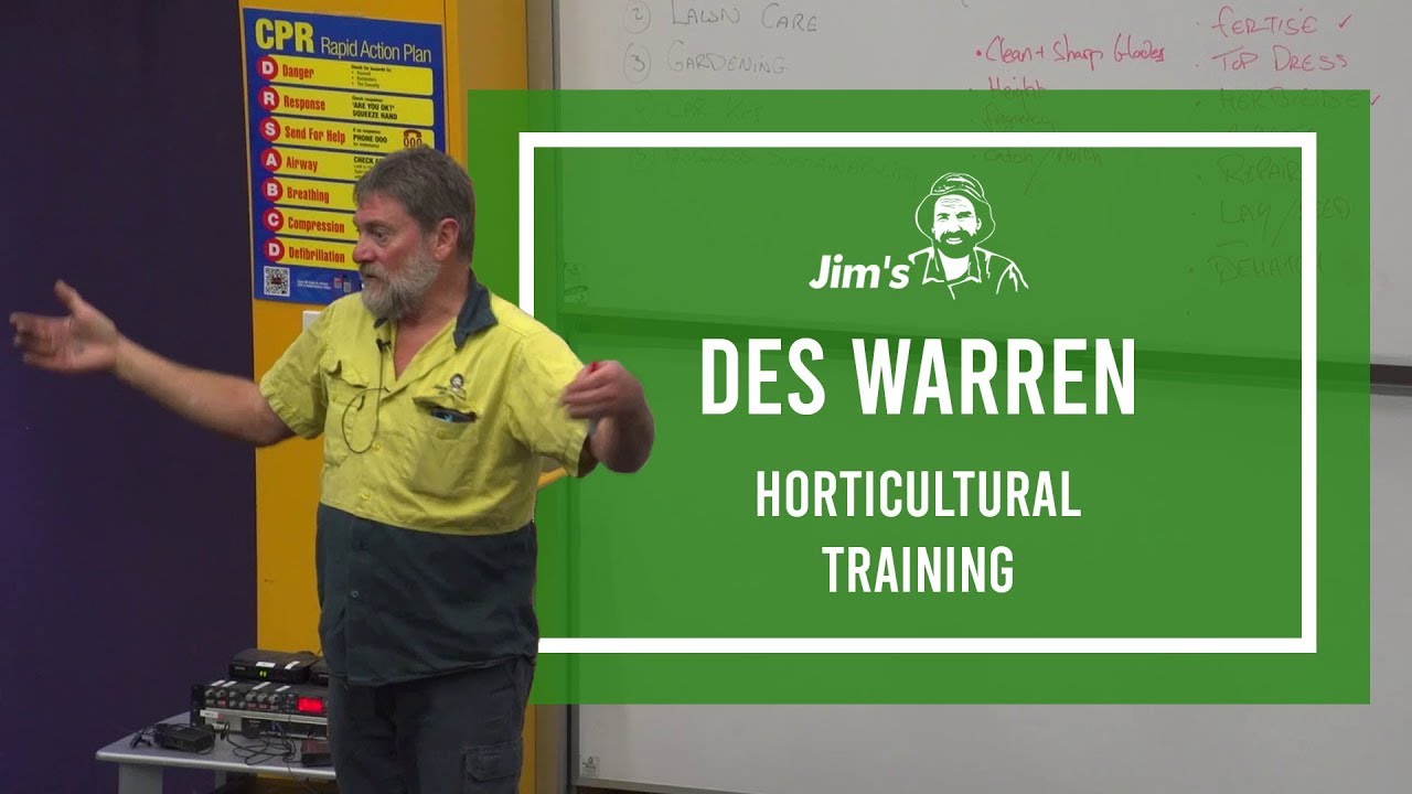 #JIMSEXPERT Des Warren horticulture lecture from the Jim's Mowing Facility