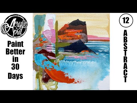 Acrylic April Day 12 |  Learn Color Field Techniques: Easy Abstract Art Landscape Painting