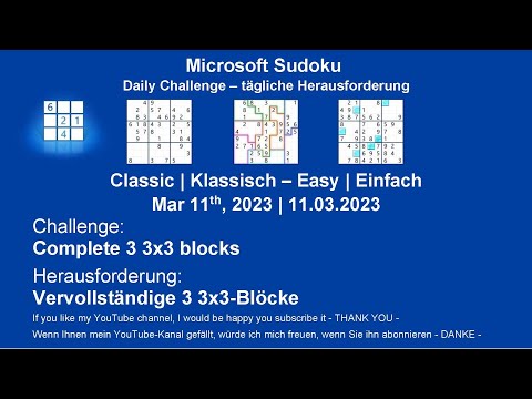 Sudoku Daily Challenges | Classic - Easy | Mar 11th, 2023