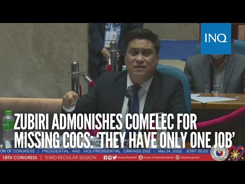 Zubiri admonishes Comelec for missing COCs: ‘They have only one job’