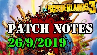 Borderlands 3 PATCH NOTES and BUG FIXES 26/9/2019 XBOX PC PS4 and gameplay