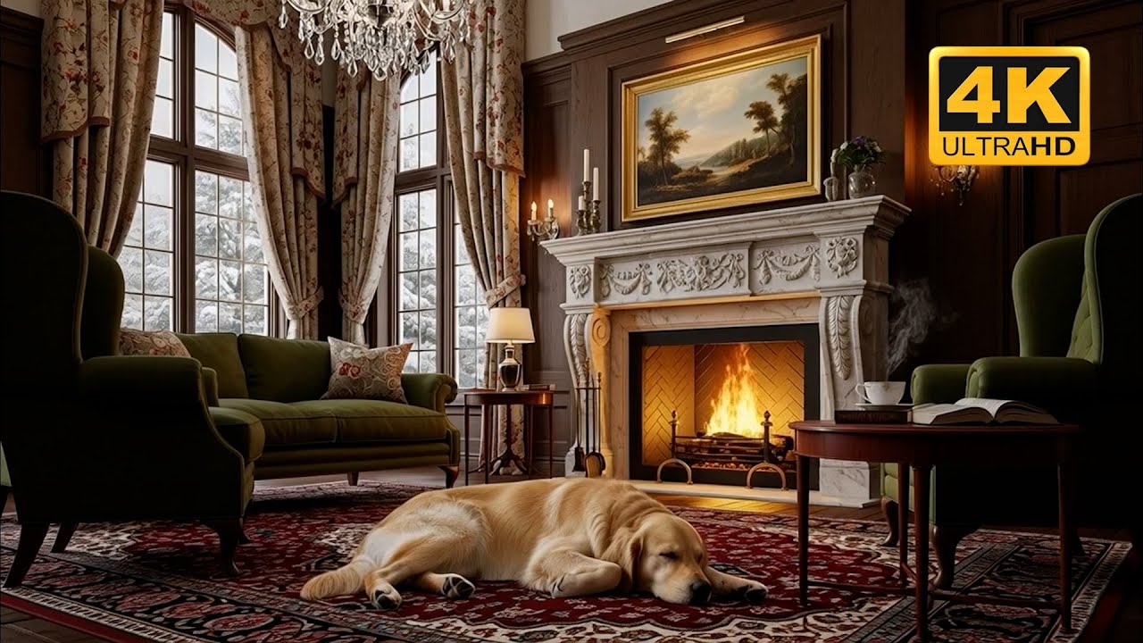Cozy Dog by the Fireplace 🔥🐶 | Relaxing Live Stream 24/7