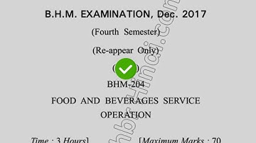 2017 Dcrust BHM 4th Sem Food & Beverage Service Operation Question Paper