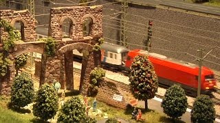 Fantastic model railroad layout DCC controlled in HO scale