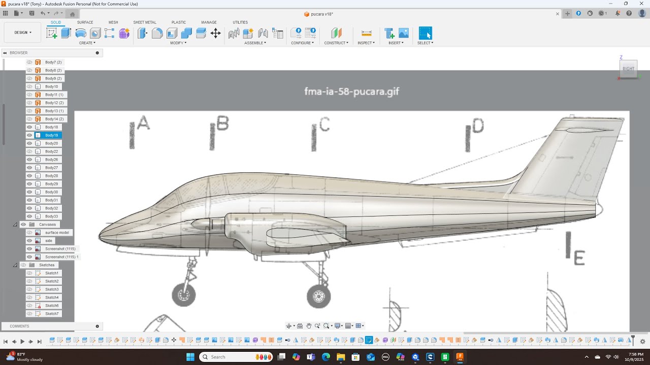 Surface modelling or Form modelling a fma-ia-58-Pucara? - YouTube