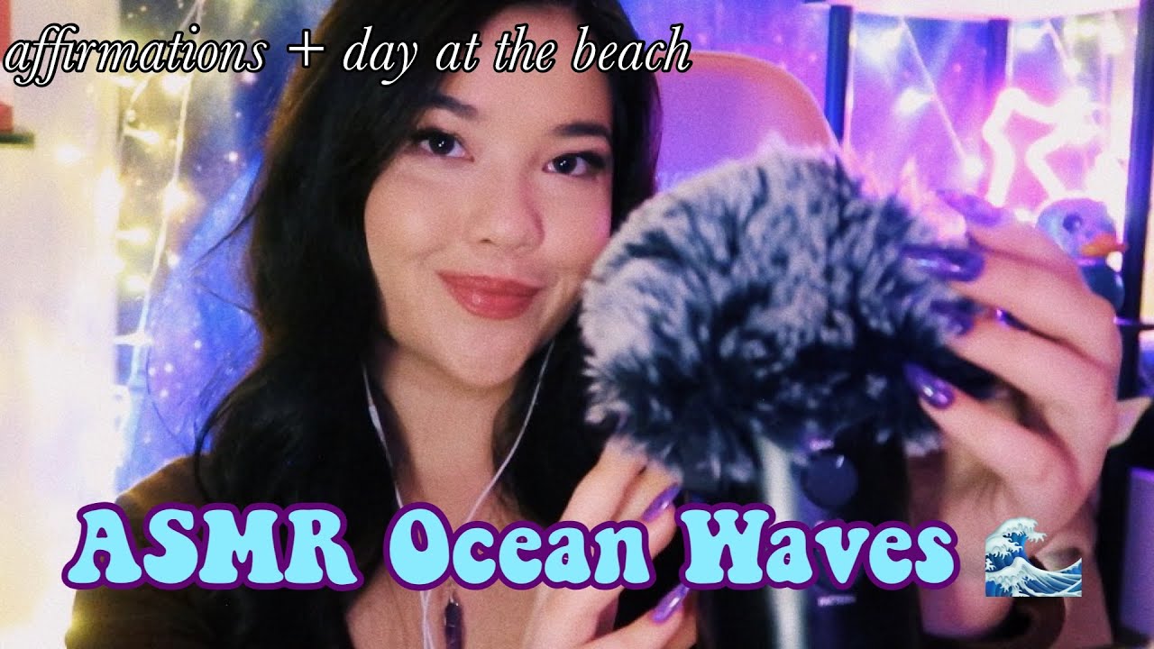 ASMR ~ Relaxing Day At The Beach + Whispered Affirmations (Ocean Waves)