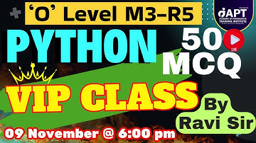 O Level Python MCQ | 50 MCQs Questions and Answers | (M3-R5.1) #aptinstitute