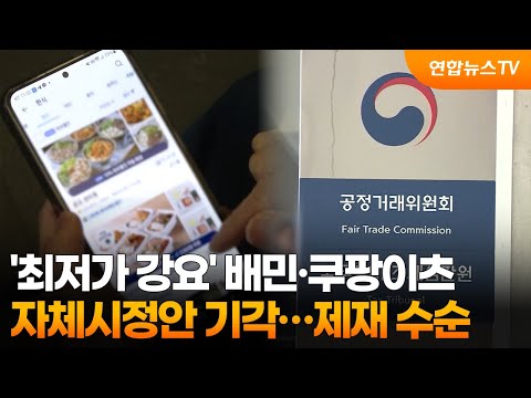 '최저가 강요' 배민·쿠팡이츠 자체시정안 기각…제재 수순 / 연합뉴스TV (YonhapnewsTV)