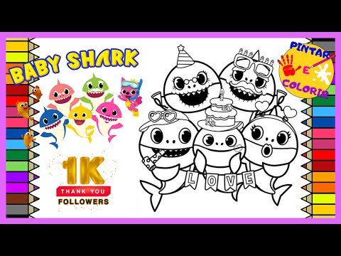 Colorindo Baby Shark | agradecimento pelos 1000 inscritos - Pintar e Colorir
