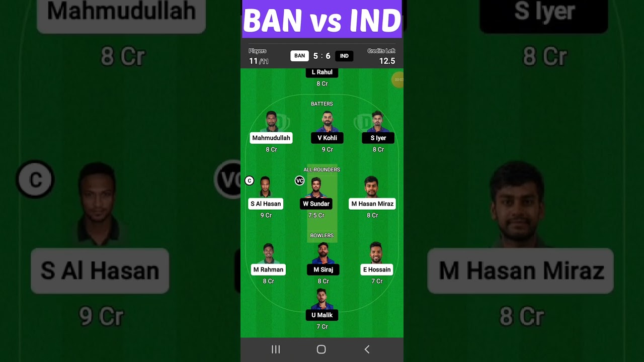 Ind vs Ban 3rd odi dream11 prediction 