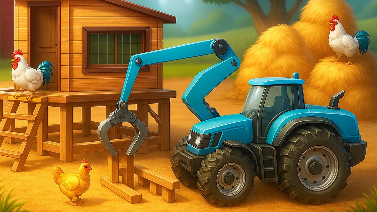 TRACTOR BUILDS A CHICKEN FARM SETUP 🚜 Hay and Wood Come Together! | Construction Story