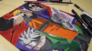 Drawing Naruto Kakashi and Obito from Volume 63 screenshot 4
