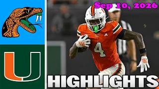 Florida A&M vs Miami (FL) Full Highlights Sep 10, 2026 NCAAF College Football 2026