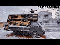 【初の雪車中泊】自作の車で極寒の中1人で寝る|元引きこもりの車こもりVlog 6