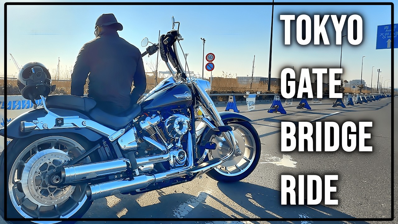 Tokyo Gate Bridge on a Harley Fat Boy with Jekill & Hyde Exhaust | 3 Minute Scenic Ride | POV 4K