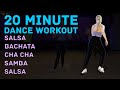 Salsa bachata merengue cha cha and samba  easy to follow 20 minute dance workout back view