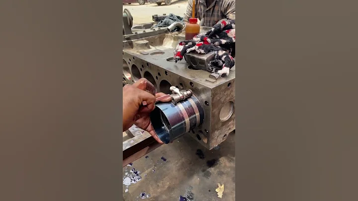 Engine Piston Installing #cummins #truckengine #truckmechanic #rebuild #repair #shortsfeed #shorts