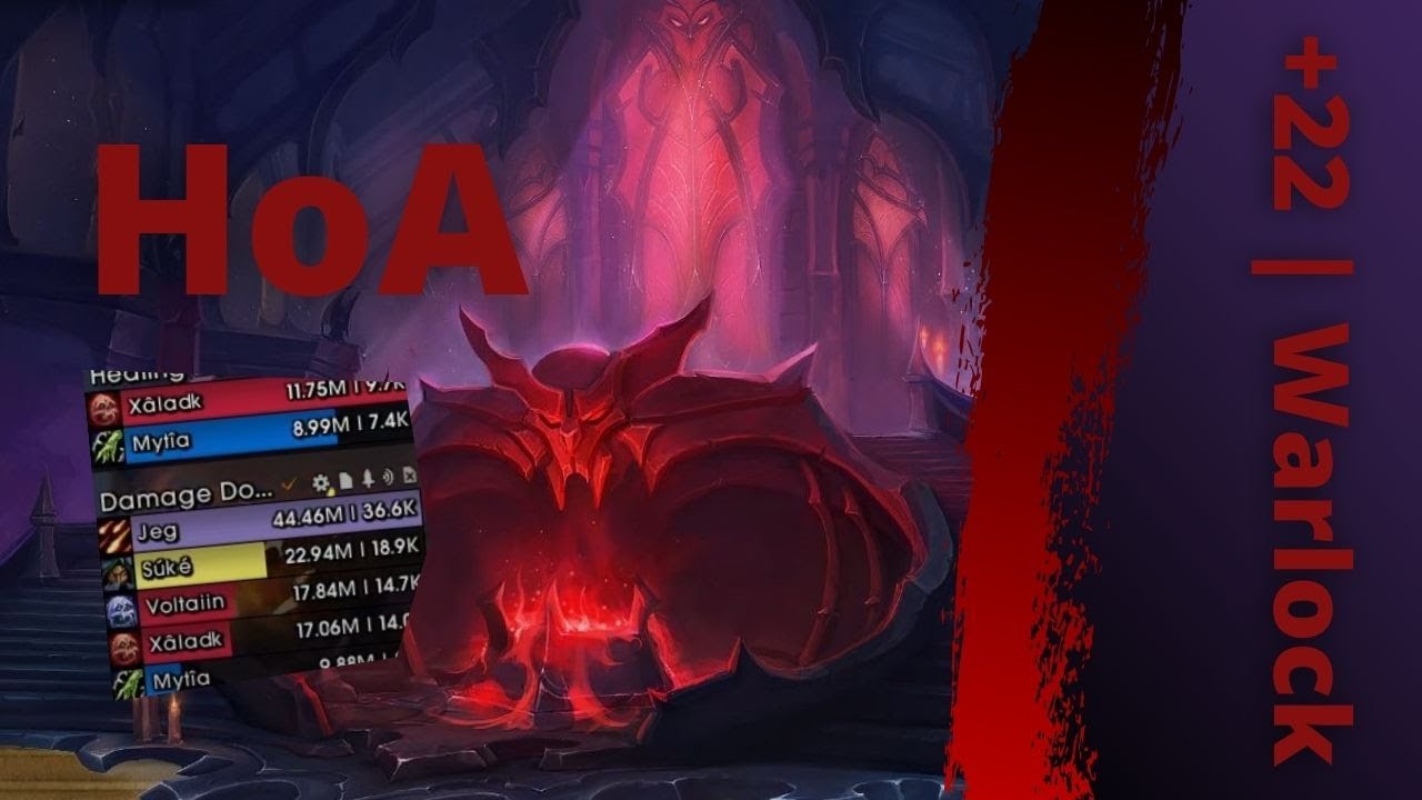 Halls of Atonement +22 | Destruction Warlock PoV | 94% Rain of Chaos uptime