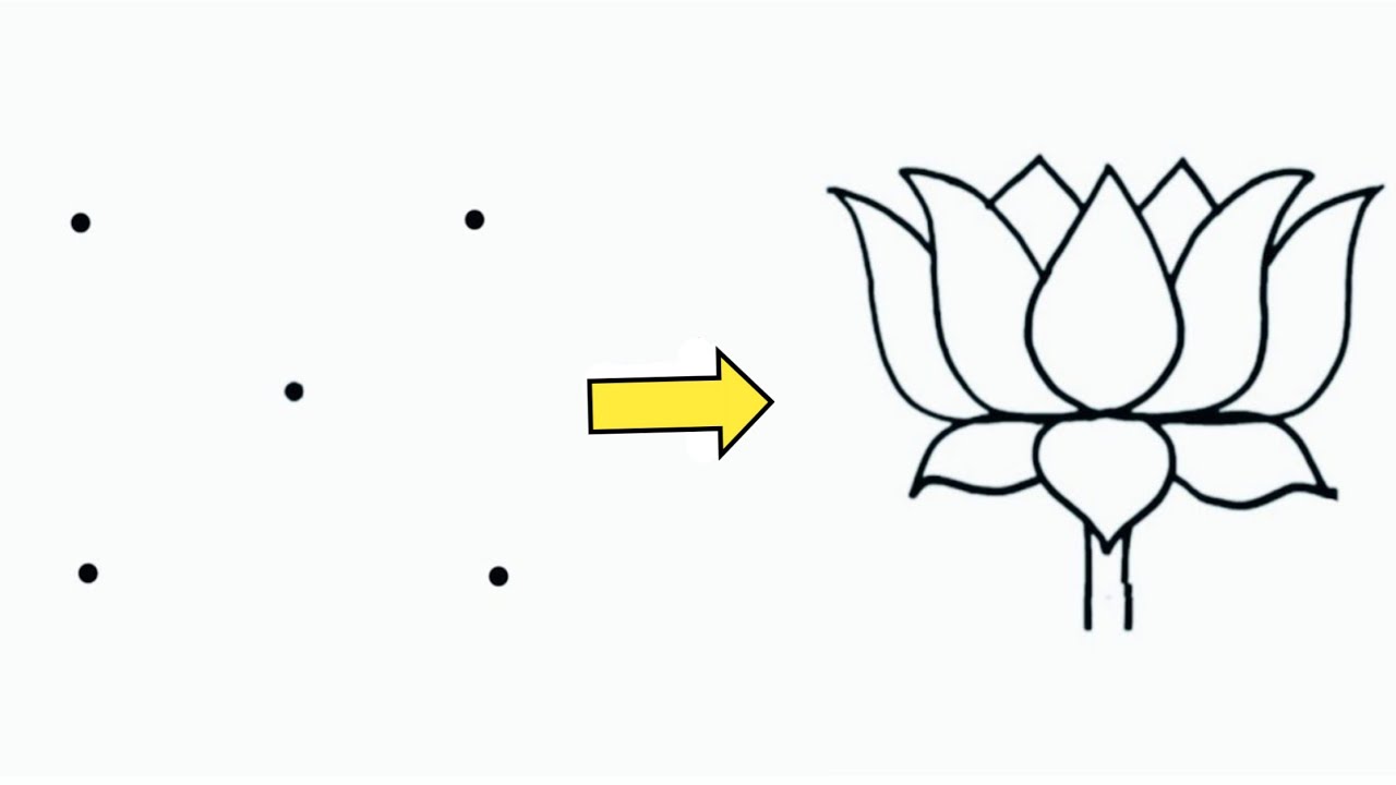 How to Draw Lotus drawing EASY for beginner | Lotus Drawing