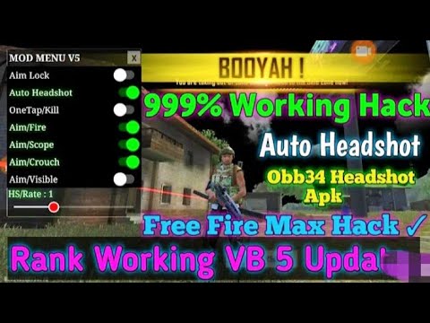 Free Fire Max Mod Menu Hack OB34 Update Today,100% Rank+Fly+Vbadge