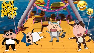 Shinchan became panda in sasta gang beast ?? | shinchan and his friends playing battle gangs ?