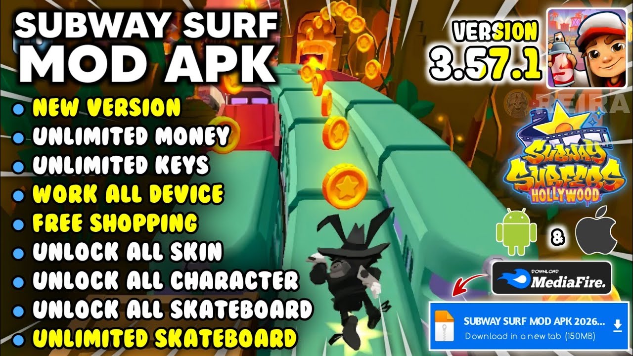 DOWNLOAD!! SUBWAY SURFERS MOD APK NEW 2026 VERSION 3.57.1 UNLIMITED MONEY & UNLOCK ALL CHARACTER