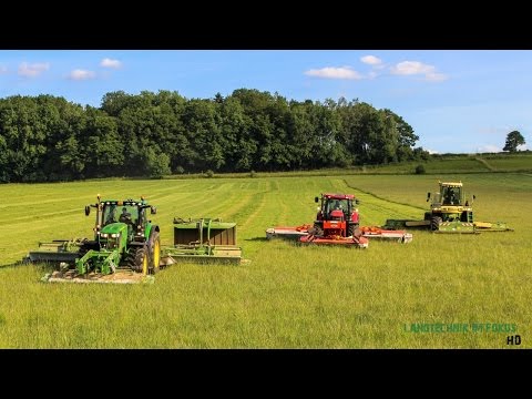 Gras mähen XXL in Luxemburg Krone BIG M 400 | Case Puma 230 | John Deere 6210r