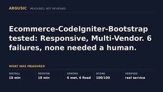 Ecommerce-CodeIgniter-Bootstrap tested: Responsive, Multi-Vendor. 6 failures, none needed a human.