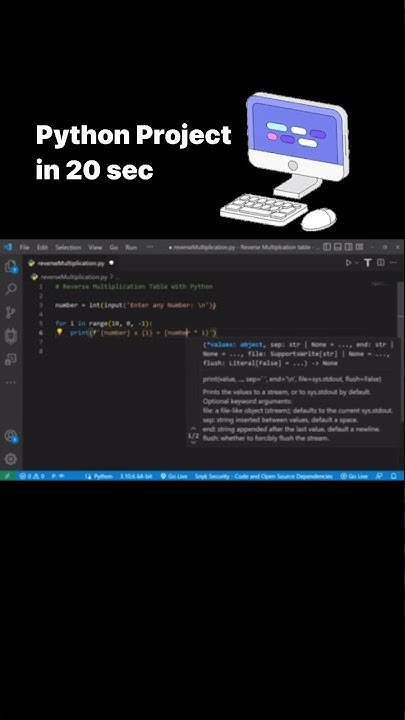Python in 20 sec ⏰🔥 | Reverse Multiplication Table ♾ #youtube # ...