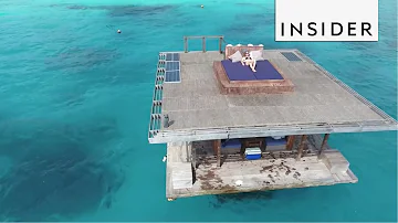 This underwater hotel room floats in the middle of the ocean