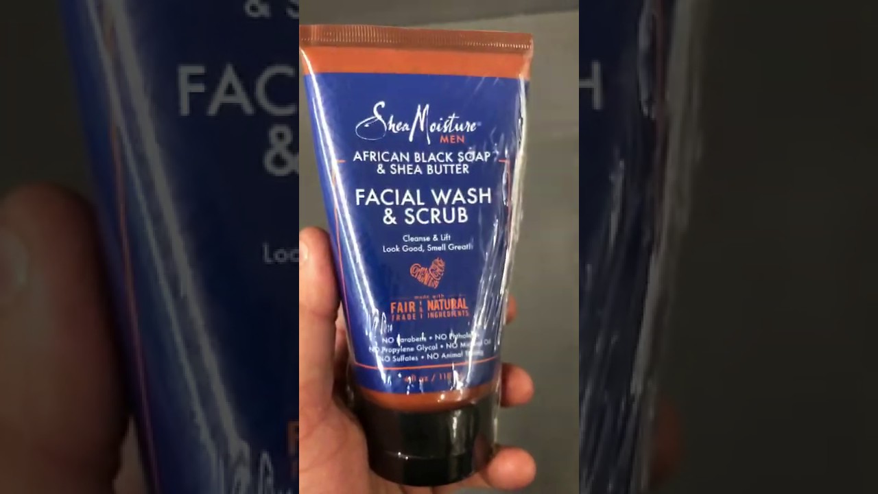 B076MG9Q21 Shea Moisture African Black Soap & Shea Butter Facial Wash & Scrub Cleansing for Men, 4 O