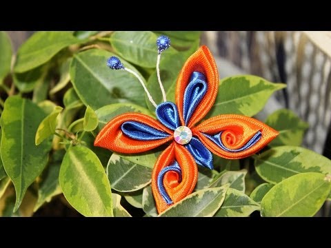 Бабочка Канзаши Мастер Класс / DIY Kanzashi butterfly