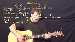 Chords for Country Roads (John Denver) Strum Guitar Cover Lesson in G with Chords/Lyrics