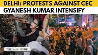 Protests against CEC Gyanesh Kumar continue in Delhi; Neha Bora, AISA members take to streets