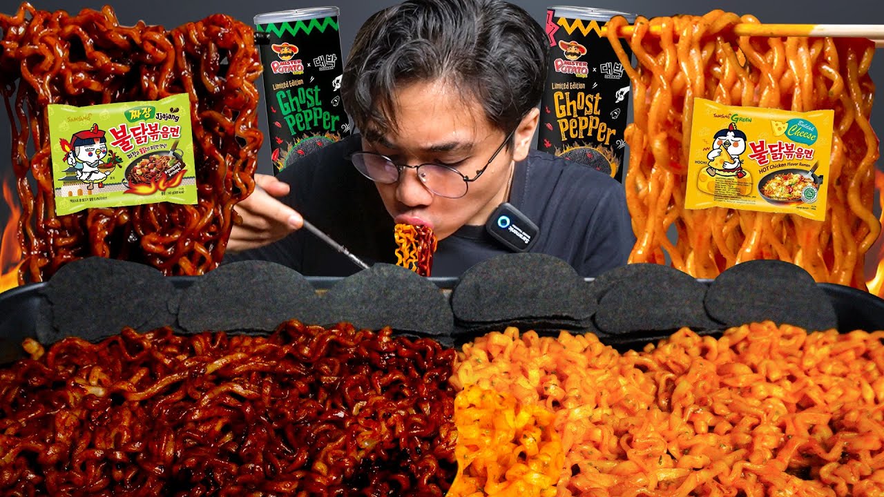PARAH!! MUKBANG SAMYANG JJANGMYEON + CHEESE + CHIPS GHOST PEPPER TERBARU!!🥵