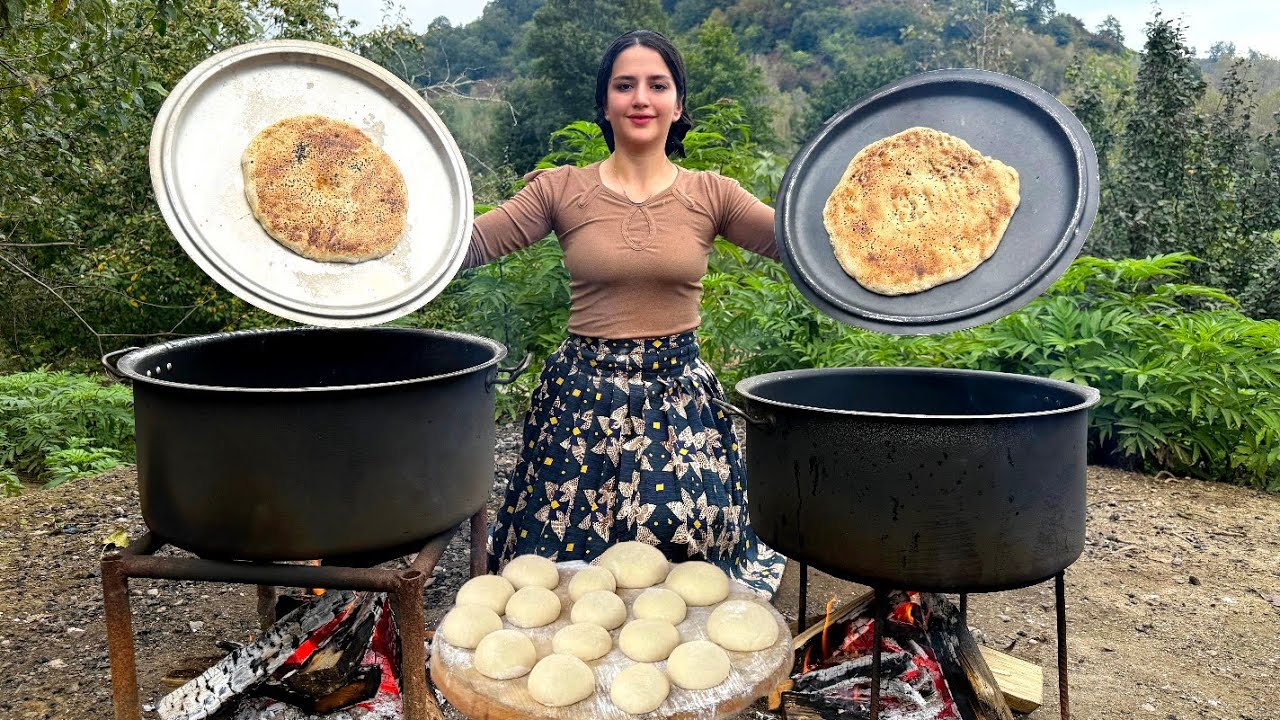 Baking bread in the rustic style in the village