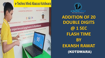 Addition of 20 double digit numbers by Ekansh Rawat: e-Techno Mind Abacus Kotdwara