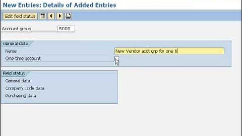 One Time Vendor Account Group