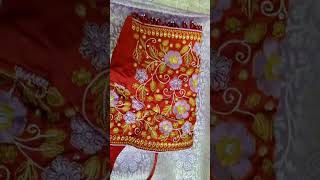 trending latest new bridal full allover blouse embroidery design with hanging beads for kanchi pattu