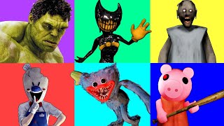 Hulk vs Huggy Wuggy vs Ice Scream vs Piggy vs granny vs Bendy