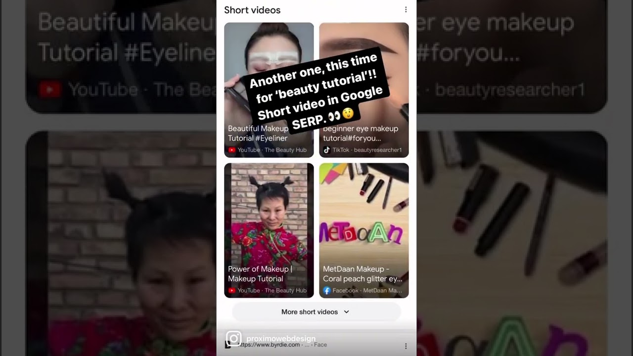 👀 Google short video triggered for ‘beauty tutorial’. Short video in Google SERP, very interesting!
