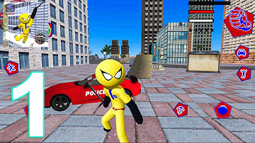 US Police Spider Stickman Rope Hero Gameplay Walkthrough Part 1 (IOS/Android)