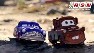 Cars Daredevil Garage Takes on the Beach | Racing Sports Network | Pixar Cars | @disneyjr