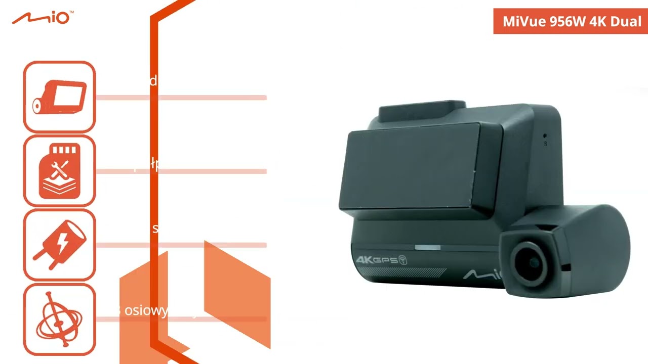 Mio MiVue 956W Dual – kamera samochodowa przód tył 4K HDR + Full HD, GPS, WiFi, sterowanie głosowe