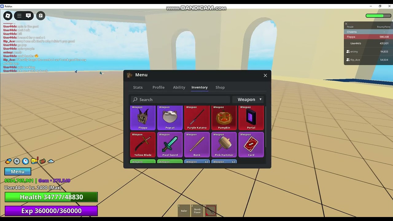 meme sea pvp with spin and bomb