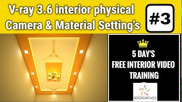 Vray 3.6 interior physical camera and material setting hindi 3dsmax tutorial