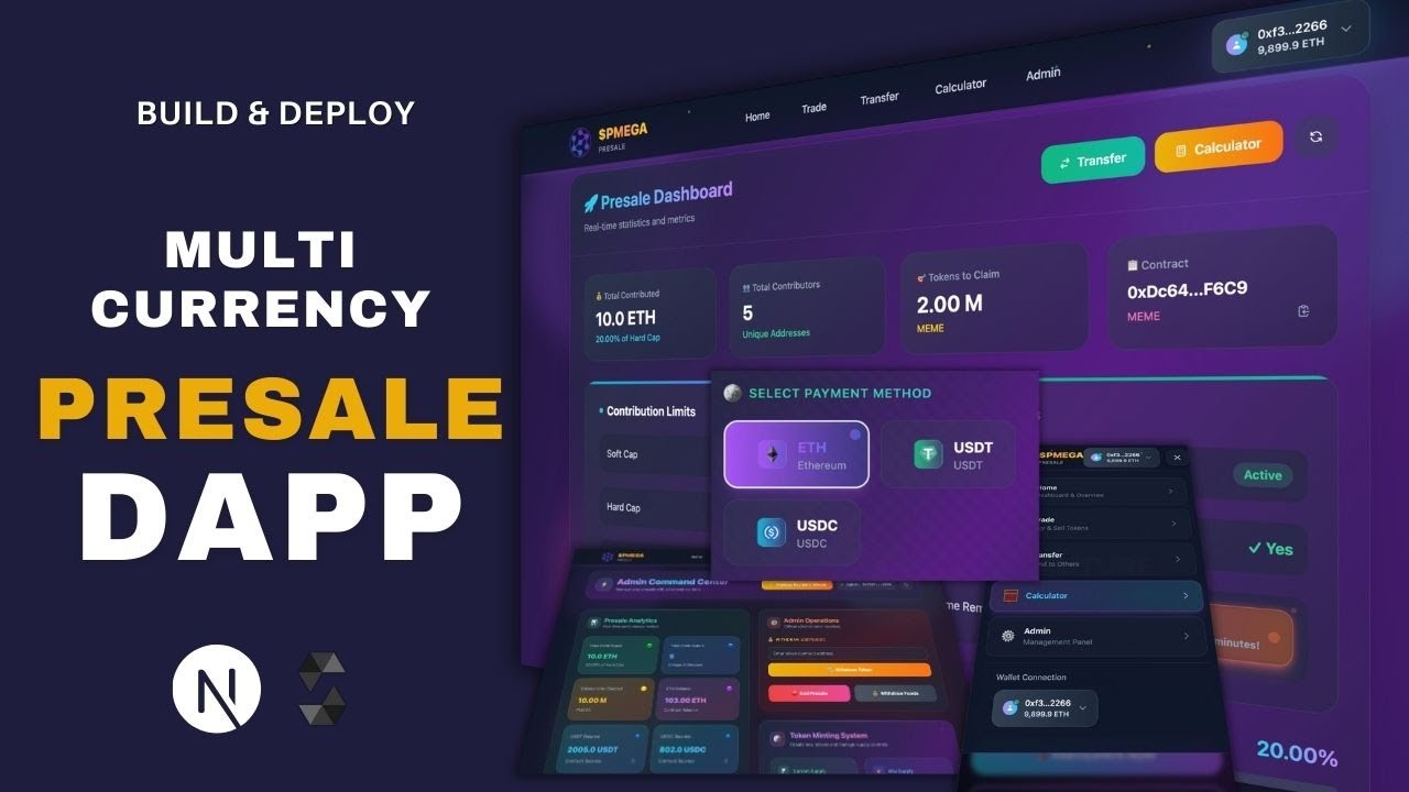 Create & Deploy Multi-Currency PreSale DApp | Solidity + Next.js + Wagmi |  Web3 DeFi Project