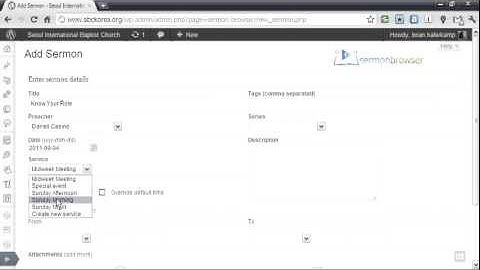 Sermon Browser - Create New Sermon